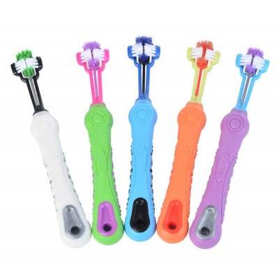 Triple head pet teeth cleaning tooth brush for dogs