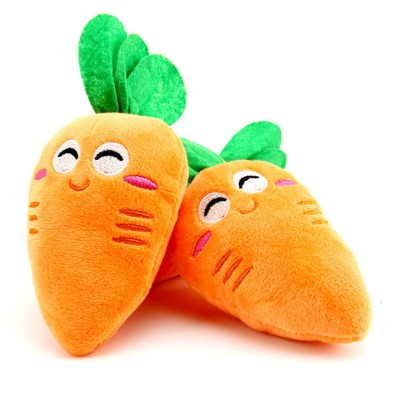 Durable squeaky dog chew toy plush cute dog carrot toy