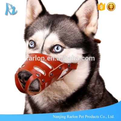 Adjustable Handmade Real Leather Custom Dog Muzzle For Biting