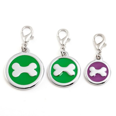 Custom logo blank round alloy charm pet tag id