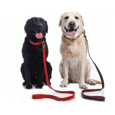 Dog leather leash collar sets strong big dog leather leash soft